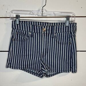 American Eagle Outfitters Hi-Rise Shortie Striped Jean Shorts